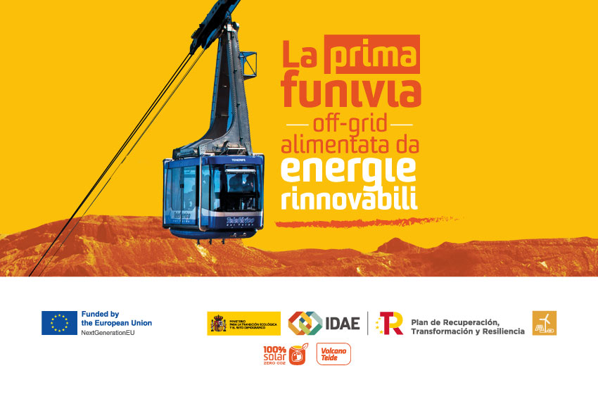 La Funivia del Teide è alimentata 100% da energia solare rinnovabile senza collegamento alla rete elettrica La Funivia del Teide è alimentata 100% da energia solare rinnovabile senza collegamento alla rete elettrica